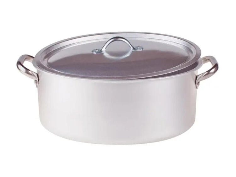 ALBERGO CASSERUOLA OVALE ALLUMINIO CON COPERCHIO 2 MANICI INOX CM 36X25 