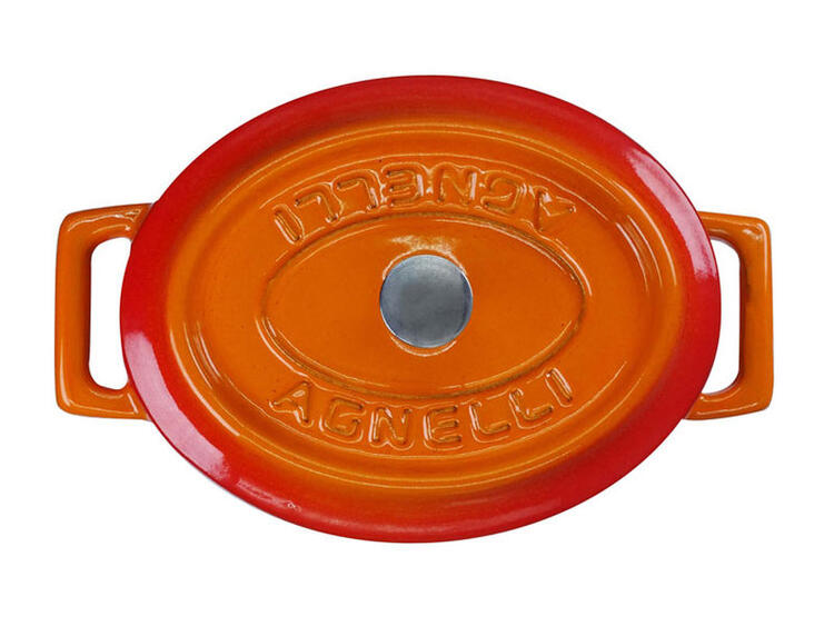 SLOWCOOK MINI CASSERUOLA OVALE ARANCIONE  2 MANIGLIE IN GHISA CON COPERCHIO CM 12X9 