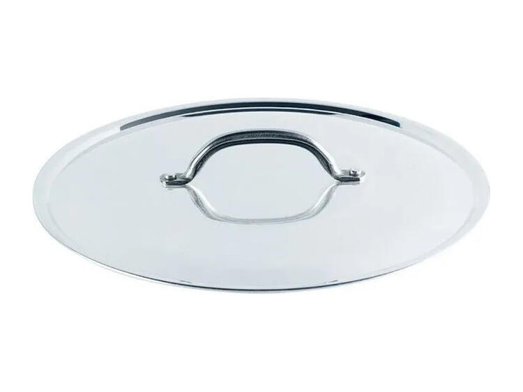 COPERCHIO TONDO CON PONTICELLO IN ACCIAIO SENZA ORLO CM 36
