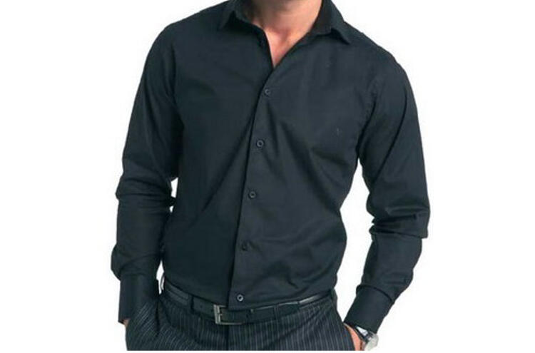 CAMICIA UOMO MANICA LUNGA NERA 