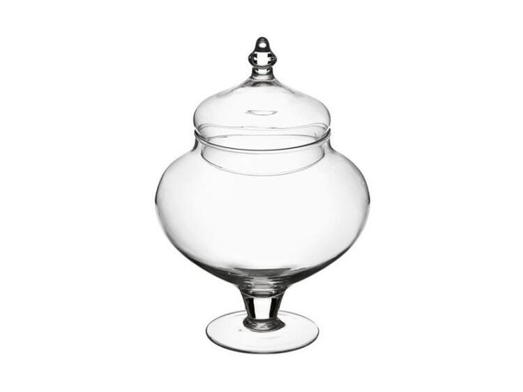 BOMBONIERA VETRO CON COPERCHIO E GAMBO 