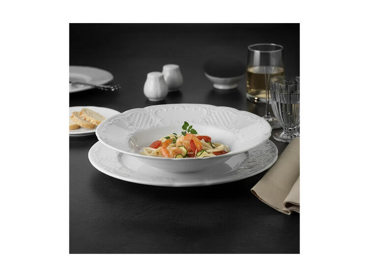 SALZBURG PIATTO FONDO  CON FALDA PORCELLANA BIANCA CM 22,7X3,8 30 CL 
