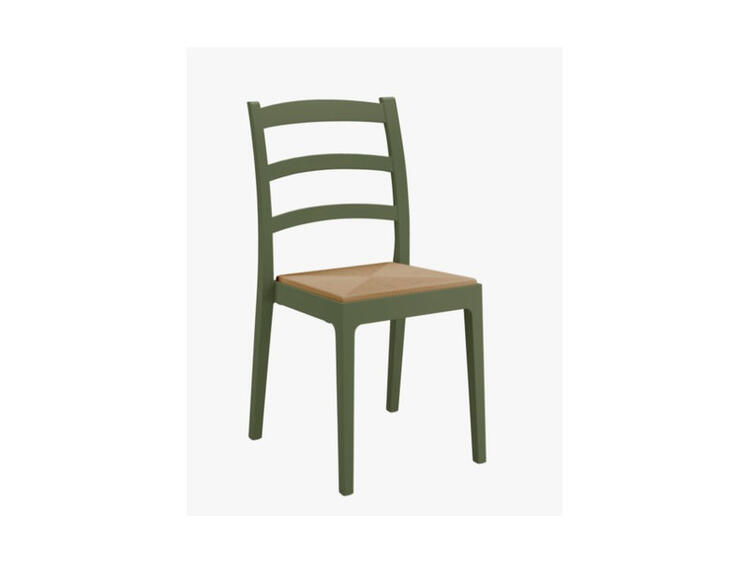 REA SEDIA VERDE OLIVA FONDO BEIGE 