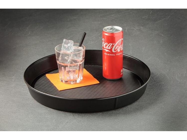 VASSOIO  ROTONDO ANTISCIVOLO  NERO 35 CM MAXI-GRIP 